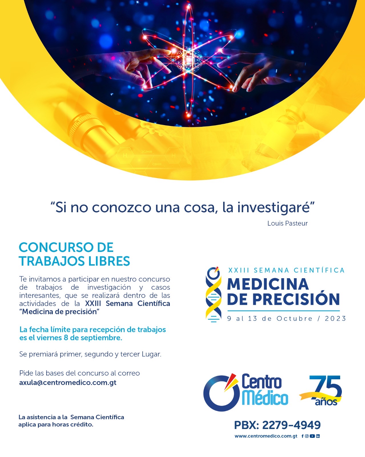 Centro Médico celebra la XXIII Semana Científica y convoca al concurso de trabajos libres de investigacón