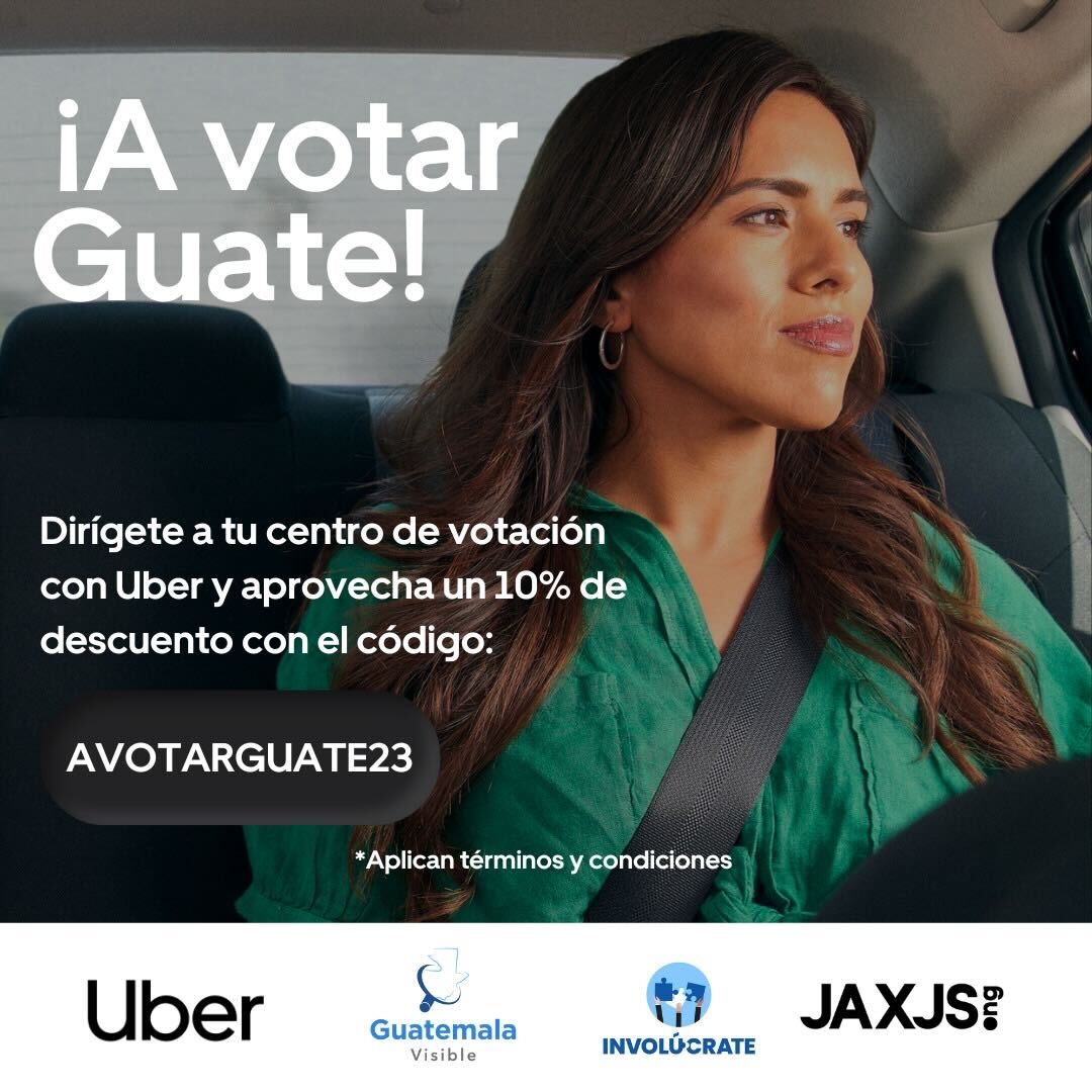¡A votar Guate! Uber ofrece descuentos para ir a votar este 20 de agosto 