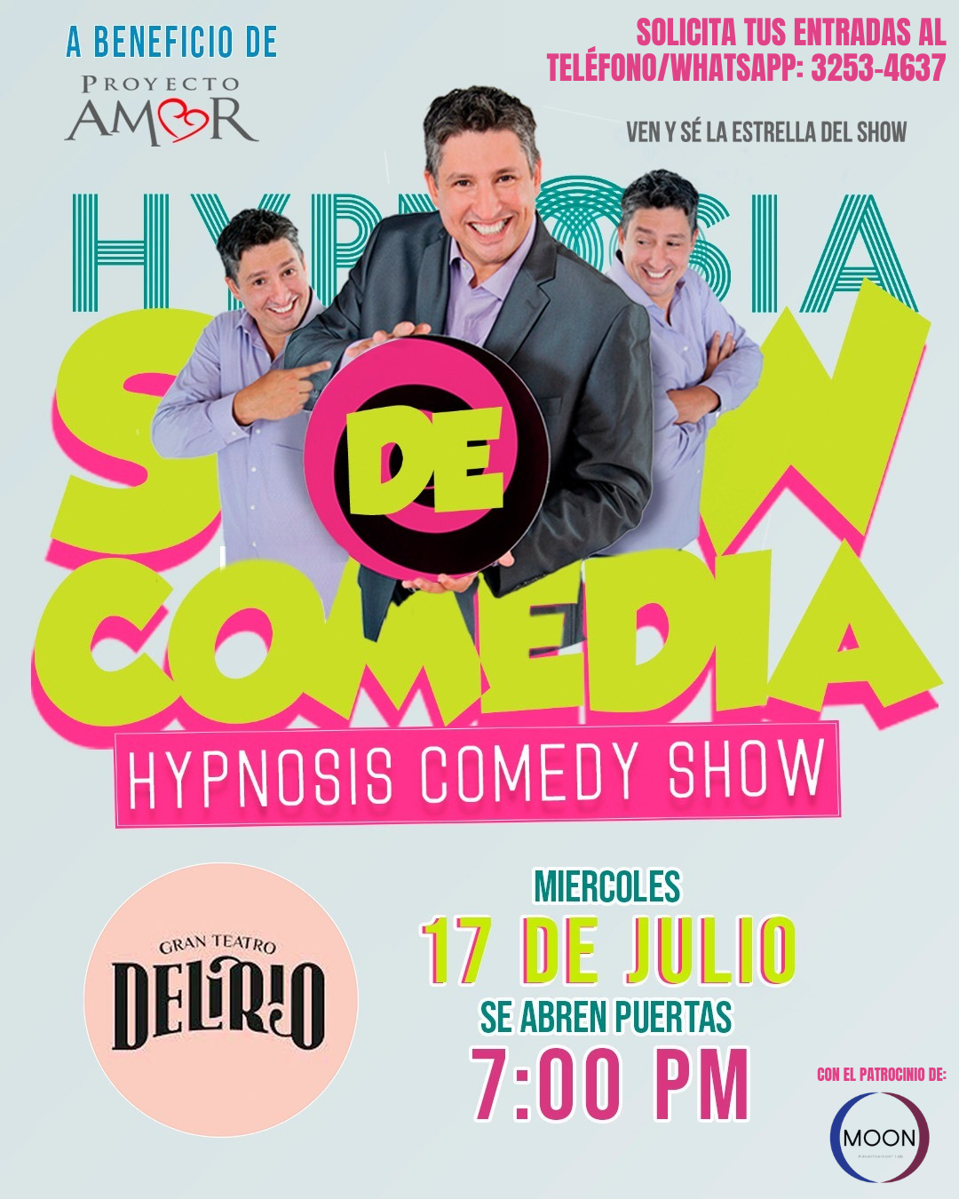Anuncian el «Hypnosia Comedy Show» con Charly Melo: a beneficio de Proyecto Amor.